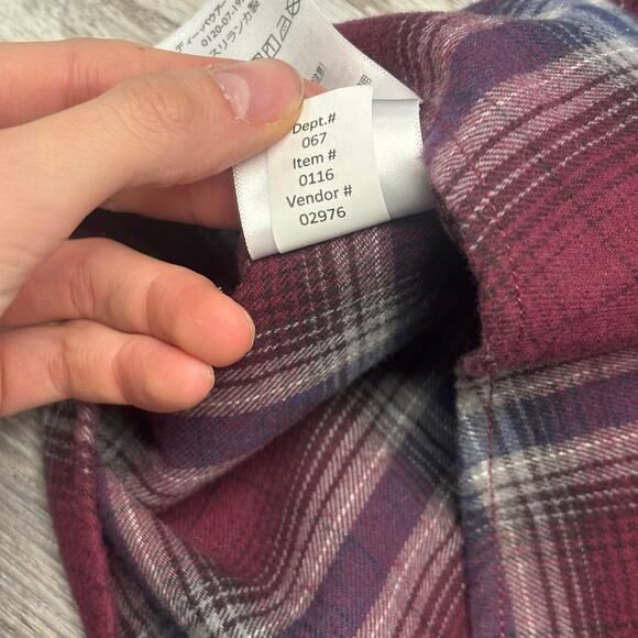 Eddie Bauer Red White Mens TL Relaxed Fit Plaid Tartan Flannel Button Down Shirt - Picture 10 of 10